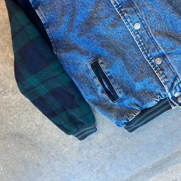 Vintage Taz Looney Toons Varsity Jacket Youth  L Plaid Acme RARE Streetwear 90's - Picture 5 of 8